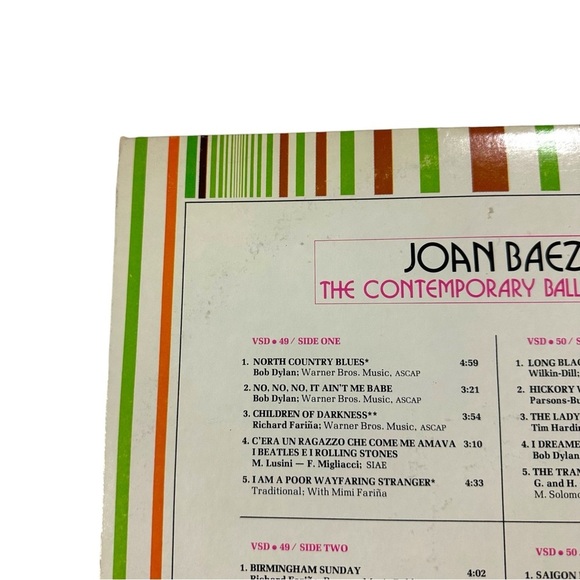 Joan Baez The Contemporary Ballad Book Vangard VSD-49-B Double LP Vinyl Record - Picture 14 of 16